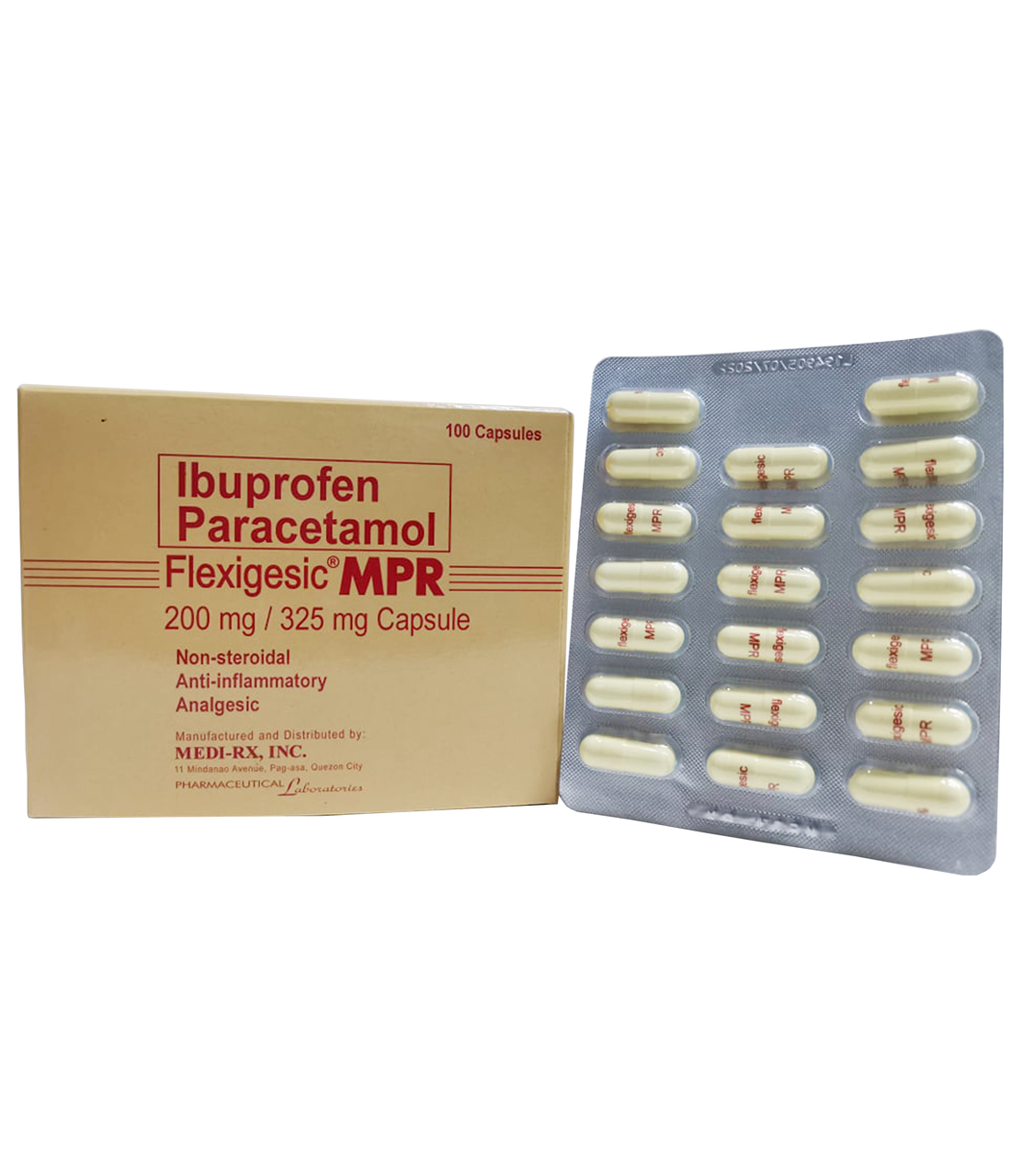 FLEXIGESIC MPR Ibuprofen Paracetamol 200mg 325mg Capsule 100 S