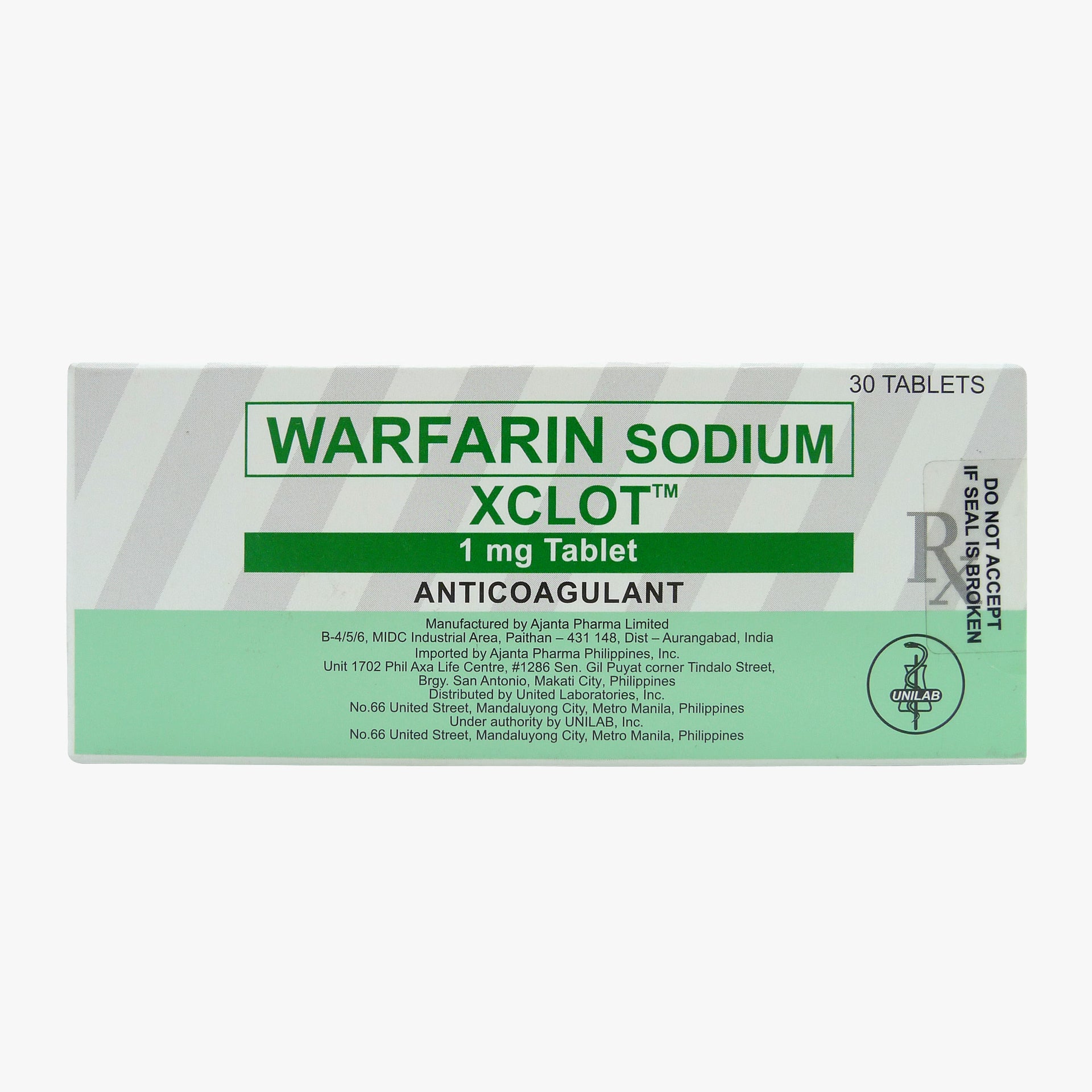 XCLOT Warfarin Sodium 1mg Tablet 30's price in the Philippines | MedsGo ...