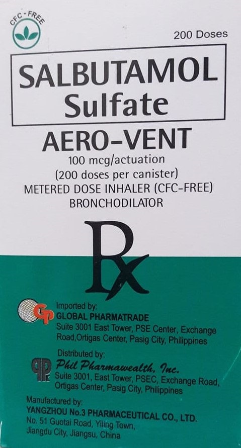 AERO-VENT Salbutamol 100mcg / act. Metered-Dose Inhaler 200act. price ...