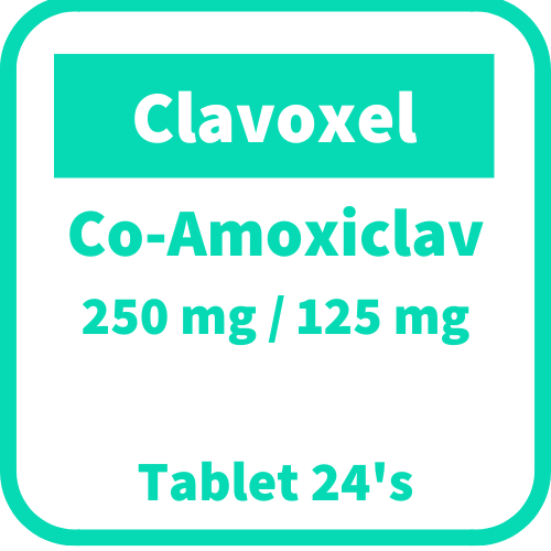 CLAVOXEL Co-Amoxiclav 250mg / 125mg Film-Coated Tablet 24's price in ...