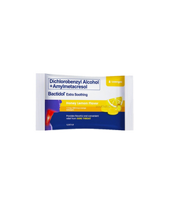 BACTIDOL EXTRA SOOTHING Dichlorobenzyl Alcohol / Amylmetacresol 1.2mg / 600mcg Lozenge 8's Honey Lemon, Dosage Strength: 1.2 mg / 600 mcg, Drug Packaging: Lozenge 8's, Drug Flavor: Honey Lemon