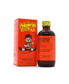 PEDIAFORTAN-AS Multivitamins / Buclizine Hydrochloride Syrup 120mL, Drug Packaging: Syrup 120ml