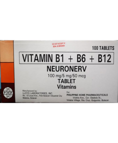 NEURONERV Vitamin B Complex 100mg / 5mg / 50mcg Tablet 1's, Dosage Strength: 100 mg / 5 mg / 50 mcg, Drug Packaging: Tablet 1's