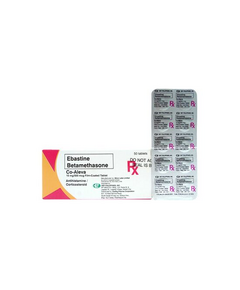 CO-ALEVA Ebastine / Betamethasone 10mg / 500mcg Film-Coated Tablet 1's, Dosage Strength: 10mg / 500mcg, Drug Packaging: Film-Coated Tablet 1's