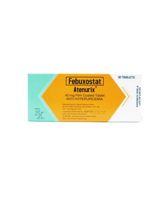ATENURIX Febuxostat 40mg Film-Coated Tablet 1's, Dosage Strength: 40mg, Drug Packaging: Film-Coated Tablet 1's