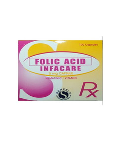 INFACARE Folic Acid (Vit. B9) 5mg Capsule 1's, Dosage Strength: 5 mg, Drug Packaging: Capsule 1's