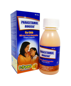 BIOGESIC Paracetamol 250mg / 5mL Suspension 60mL Orange, Dosage Strength: 250mg / 5ml, Drug Packaging: Suspension 60ml, Drug Flavor: Orange