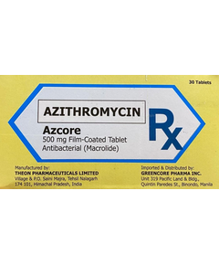 AZCORE Azithromycin 500mg Film-Coated Tablet 1's, Dosage Strength: 500 mg, Drug Packaging: Film-Coated Tablet 1's