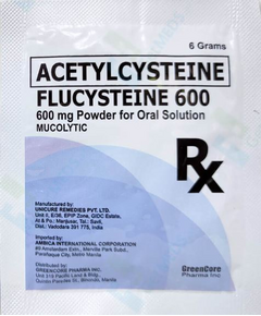 FLUCYSTEINE 600 Acetylcysteine 600mg Powder for Oral Solution 6g 1's, Dosage Strength: 600 mg, Drug Packaging: Powder for Oral Solution 6g x 1's
