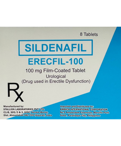 ERECFIL-100 Sildenafil Citrate 100mg Film-Coated Tablet 1's, Dosage Strength: 100mg, Drug Packaging: Film-Coated Tablet 1's