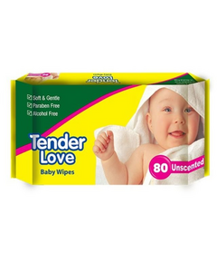 TENDER LOVE Baby Wipes 80's Unscented, Quantity: 80, Scent: Unscented