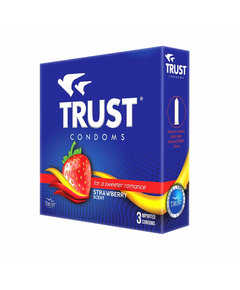 TRUST 2 GO Condoms 3's Strawberry, Drug Packaging: 1 Pack x Condoms 3's, Drug Flavor: Strawberry