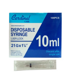 CARDINAL CARE Premium Disposable Syringe with Mounted Needle Luer Lock 21G x 1 1/4" 10mL 1's