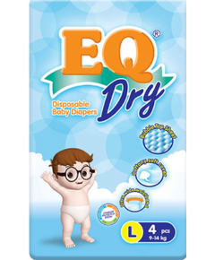EQ Dry Disposable Baby Diapers L 4's, Quantity: 4, Size: L (9-14 kg)