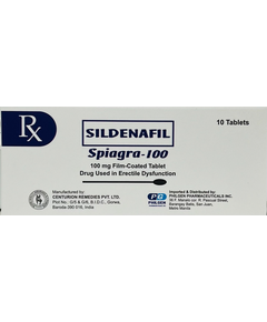 SPIAGRA-100 Sildenafil Citrate 100mg Film-Coated Tablet 10's, Dosage Strength: 100 mg, Drug Packaging: Film-Coated Tablet 10's