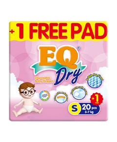 EQ Dry Disposable Baby Diapers S 20+1, Quantity: 20+1, Size: S (3-7 kg)
