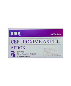 AEROX Cefuroxime Axetil 500mg Film-Coated Tablet 1's, Dosage Strength: 500 mg, Drug Packaging: Film-Coated Tablet 1's