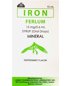 FERLUM Ferrous Sulfate 75mg / 0.6mL Syrup (Oral Drops) 15mL