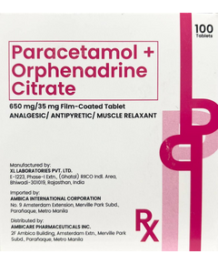 AMBICA Paracetamol / Orphenadrine Citrate 650mg / 35mg Film-Coated Tablet 1's