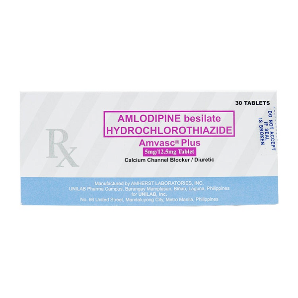 AMVASC PLUS Amlodipine Besilate / Hydrochlorothiazide 5mg / 12.5mg ...