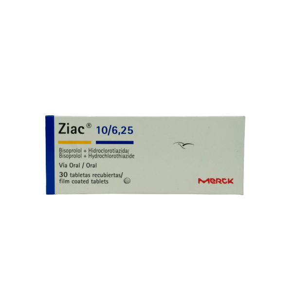ZIAC Bisoprolol Fumarate / Hydrochlorothiazide 10mg / 6.25mg Film-Coated Tablet 1's, Dosage Strength: 10mg / 6.25mg, Drug Packaging: Film-Coated Tablet 1's