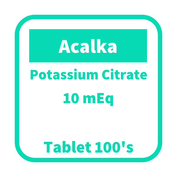 ACALKA Potassium Citrate 10mEq Tablet 100's, Dosage Strength: 10 mEq, Drug Packaging: Prolonged-Release Tablet 100's
